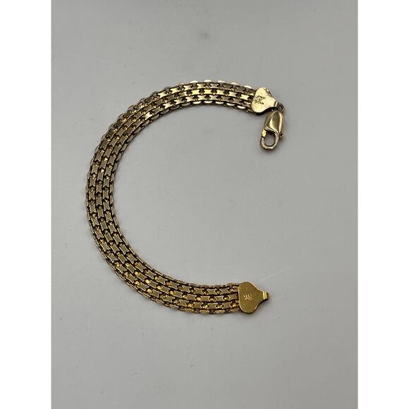 HCT Signed Italy Gold Sterling Silver Woven Braid Chain Bracelet 925 Vermeil - Picture 7 of 11